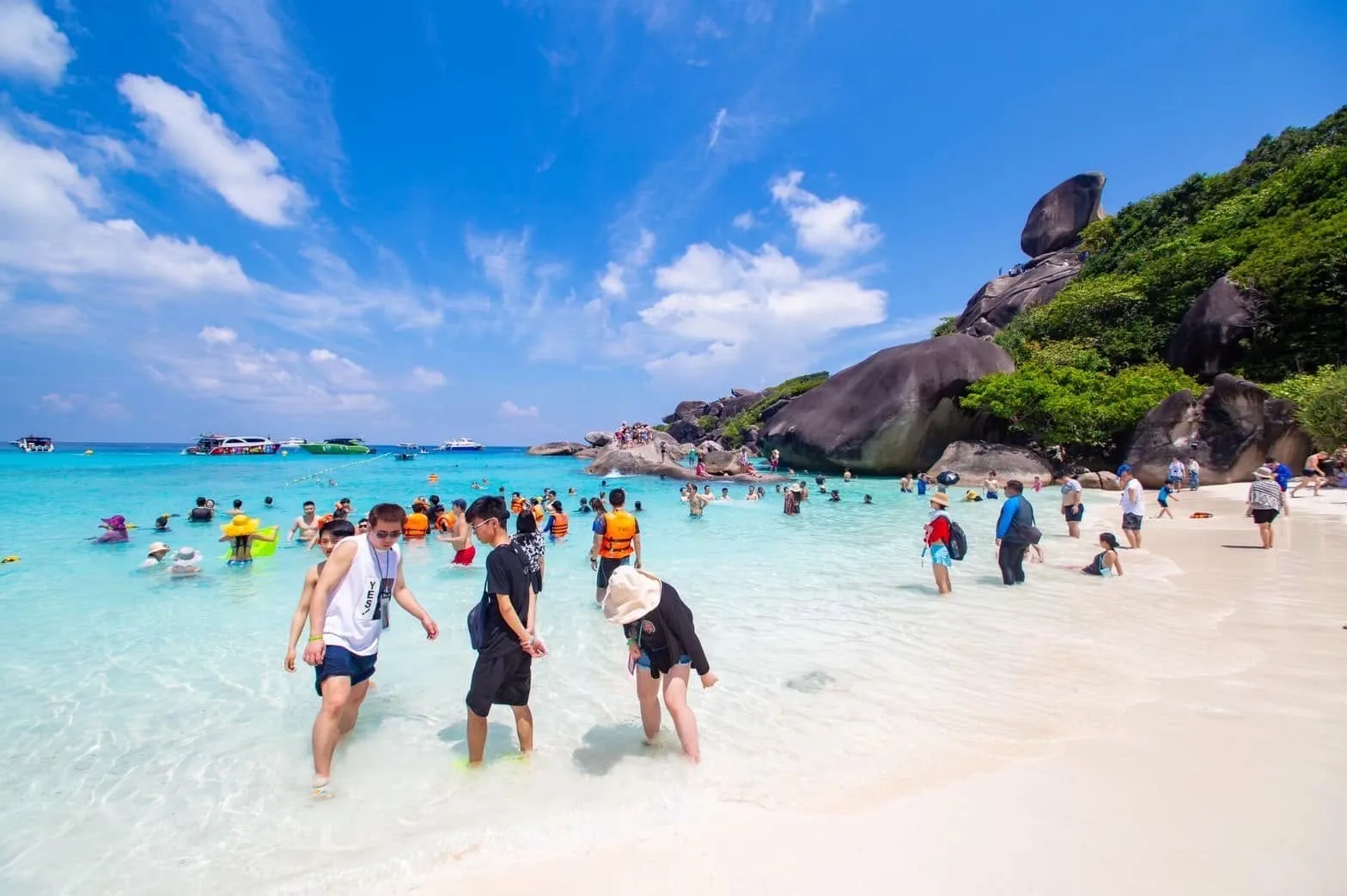 Swimming in the shallow waters at the Similan Islands