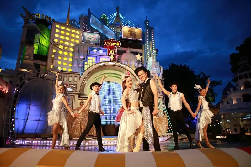 The entertainment street in the complex in the evening