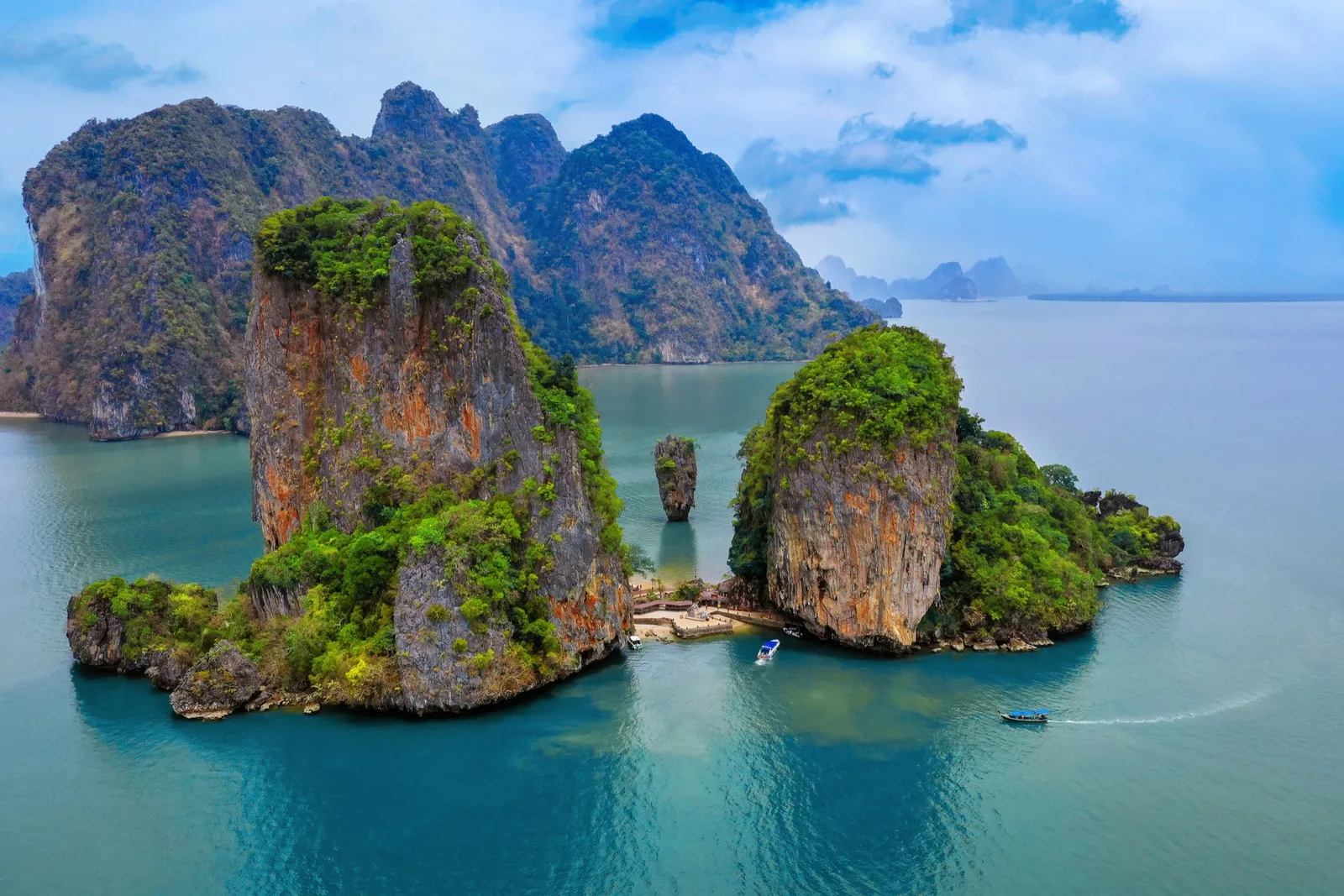 The islands of Phang Nga Bay from above