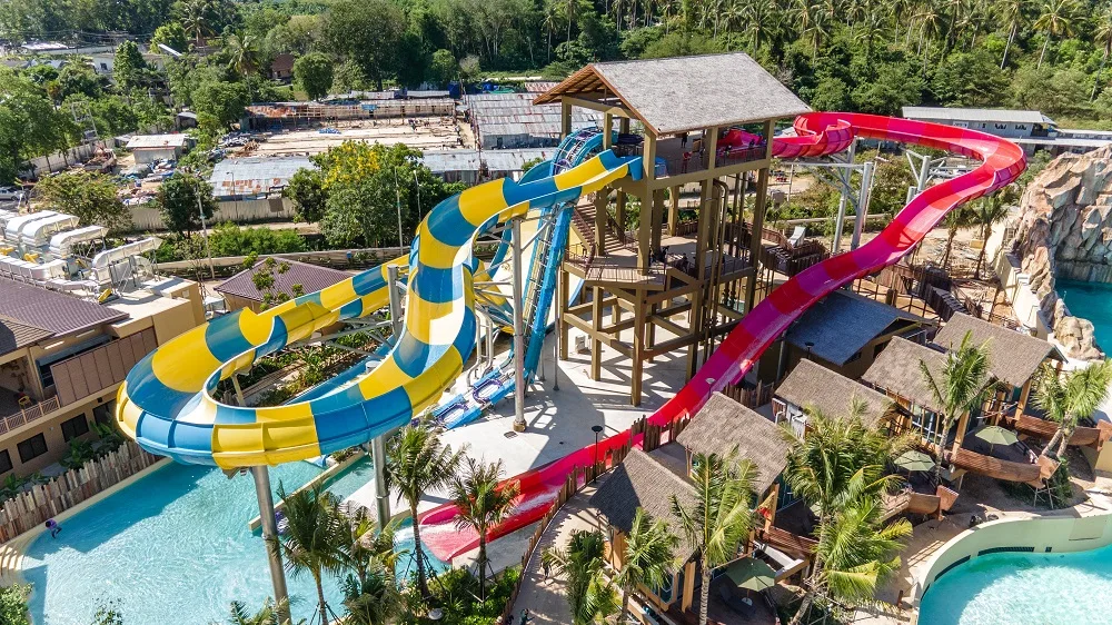 The central slide tower at Andamanda Phuket water park