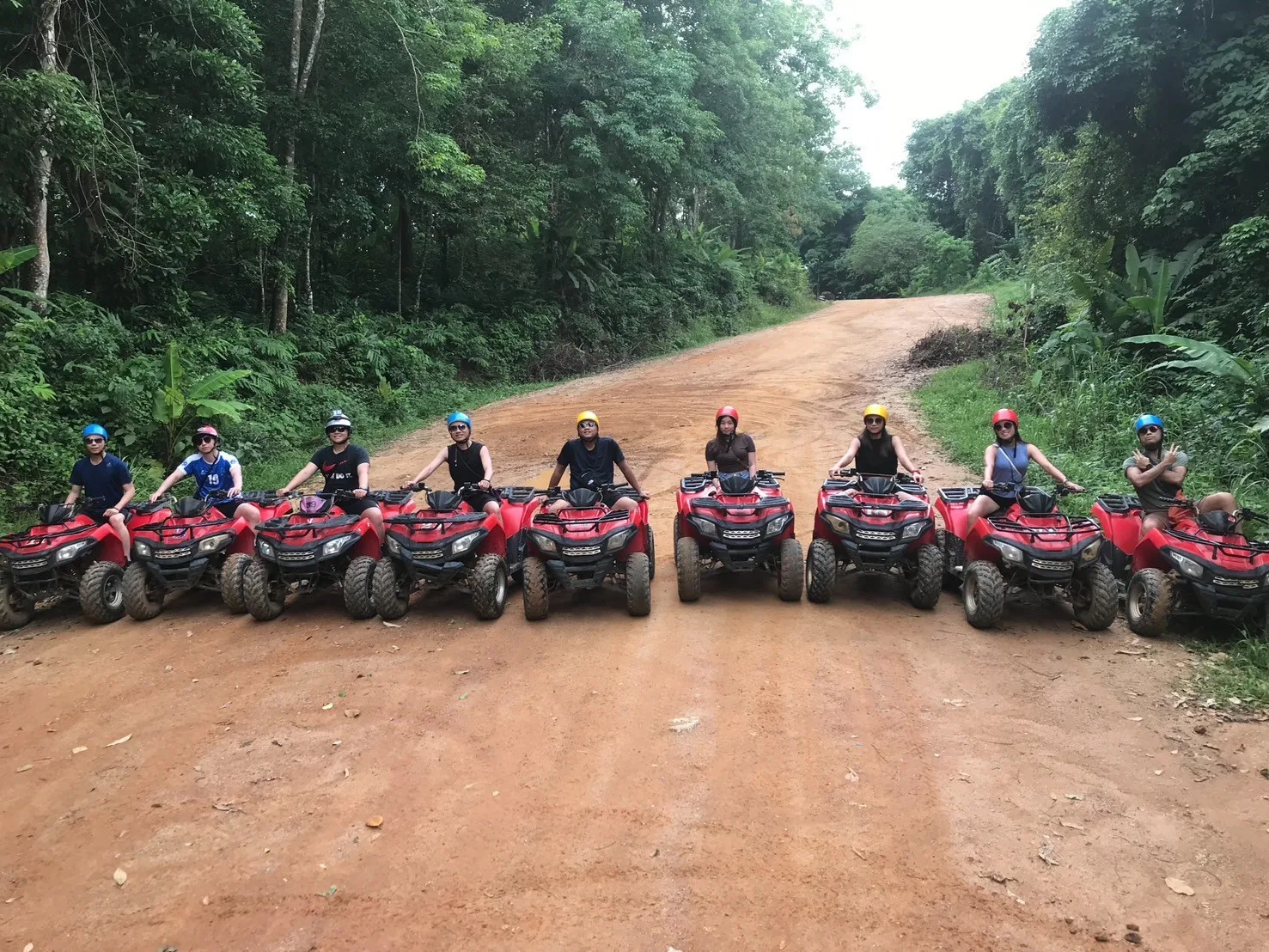 ATVs on the dirt trail in the forest