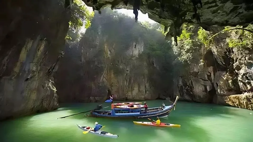 Kayaks in the limestone cave